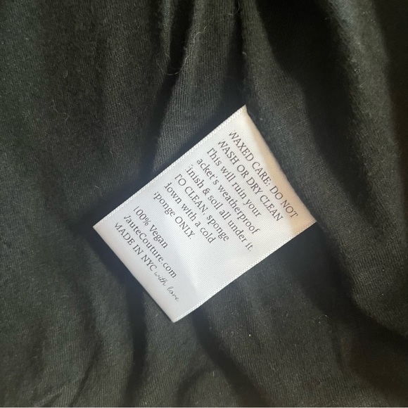 Vaute Couture Black Vegan Waxed Canvas James Moto Jacket Size L - Picture 8 of 12